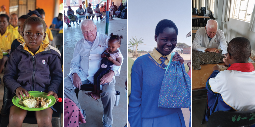 collage of photos of Dr. Jim Blessman in South Africa